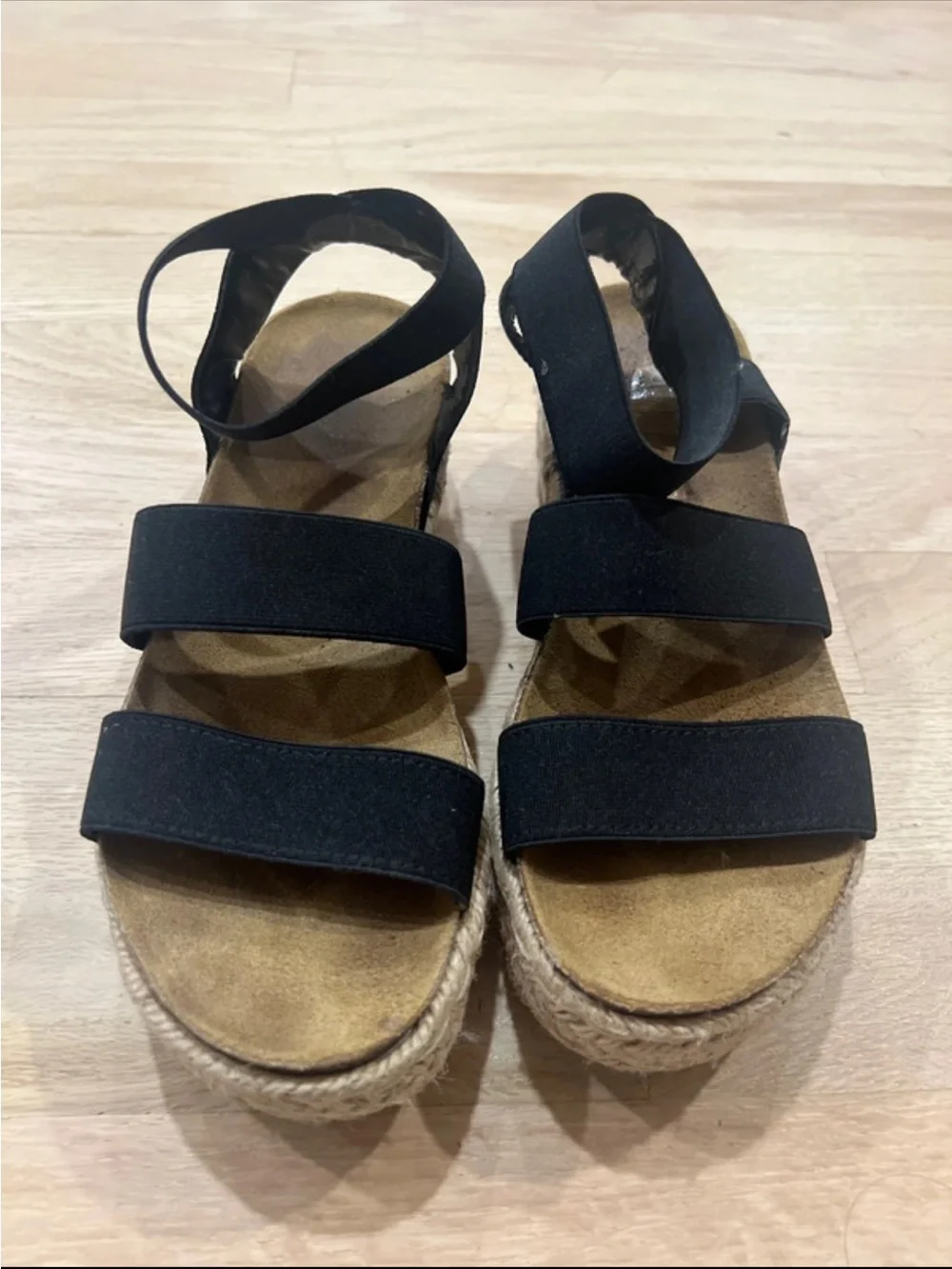 Steve Madden Black Espadrille Platform Sandals